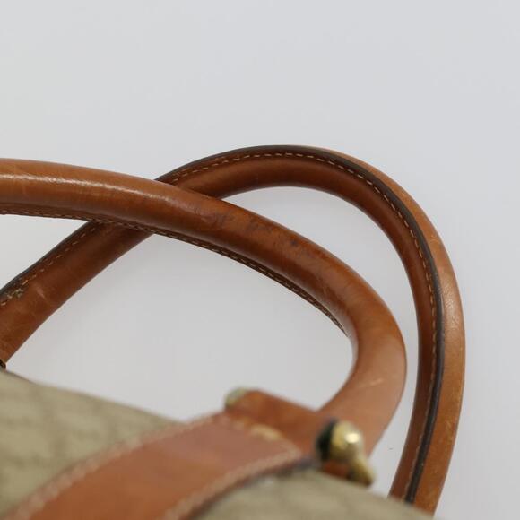 CELINE Macadam Canvas Boston Bag PVC Beige Gold Auth ki6249